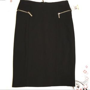 Sz 4 Michael Kors Black Pencil Skirt with Zippers